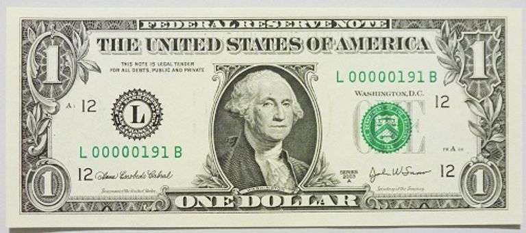 Superb Crisp 2003A $1 Note S.F. Scarce Low 3 Digit Serial Number!