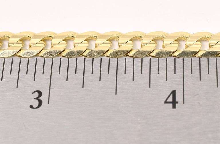 Glowing 10K Yellow Gold Cuban Chain Link Bracelet