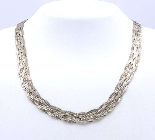 Italian Vintage 925 Sterling Silver Braided Necklace