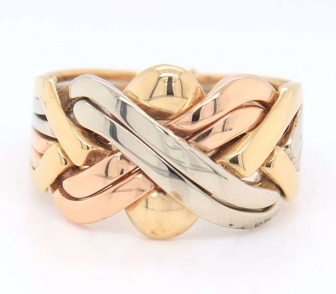 18kt Tri color gold puzzle ring