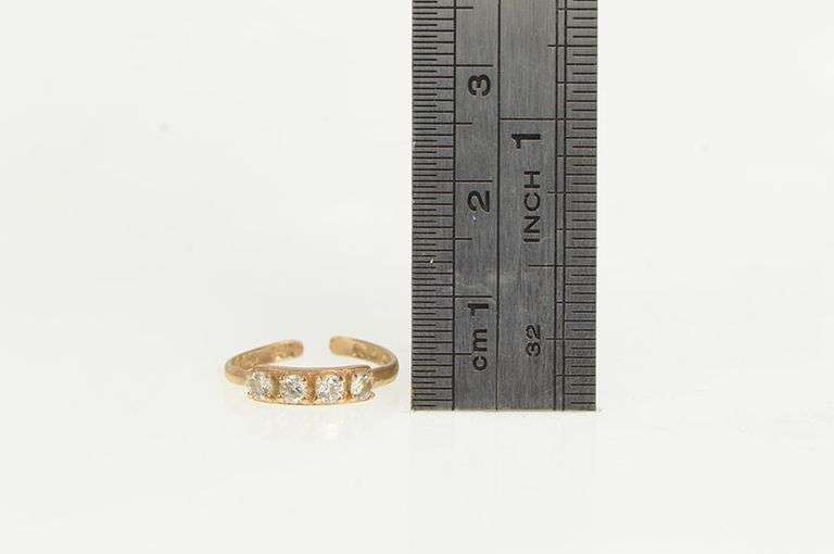 14K Yellow Gold Four Stone CZ Vintage Open Band Toe Ring