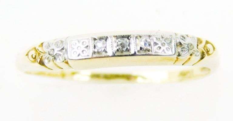 Pretty Antique 10K Diamond Band, Size 5