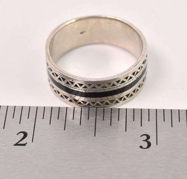 Sterling Silver Men's Black Onyx Inlay Ring