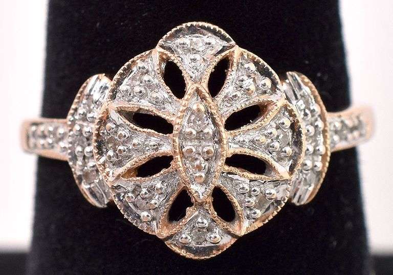 Glorious 10K Two Tone Gold Diamond Ring