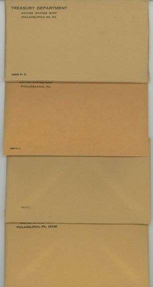 Fresh lot of 4 UNOPENED Silver Proof Sets 1956, 57, 62, & 1965