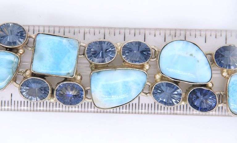 925 Sterling silver wide gemstone bracelet