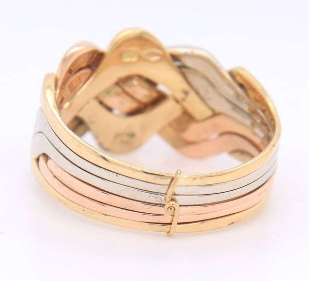 18kt Tri color gold puzzle ring
