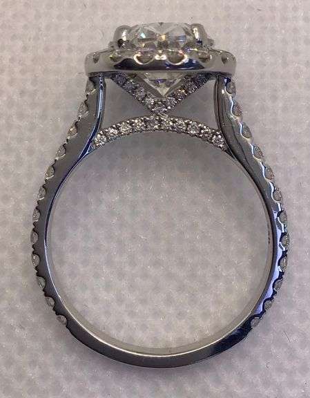 18K White Gold Oval-Cut Lab Diamond Ring with Halo – 4.32 Total Carats