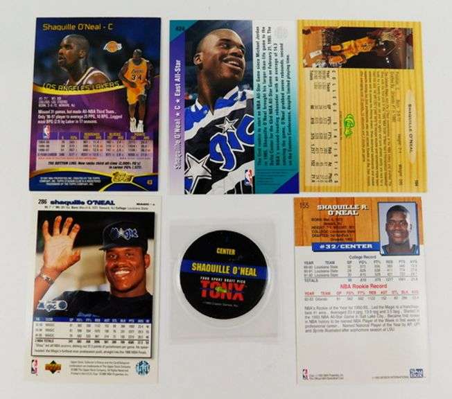 6 Shaquille O'Neal Basketball Cards