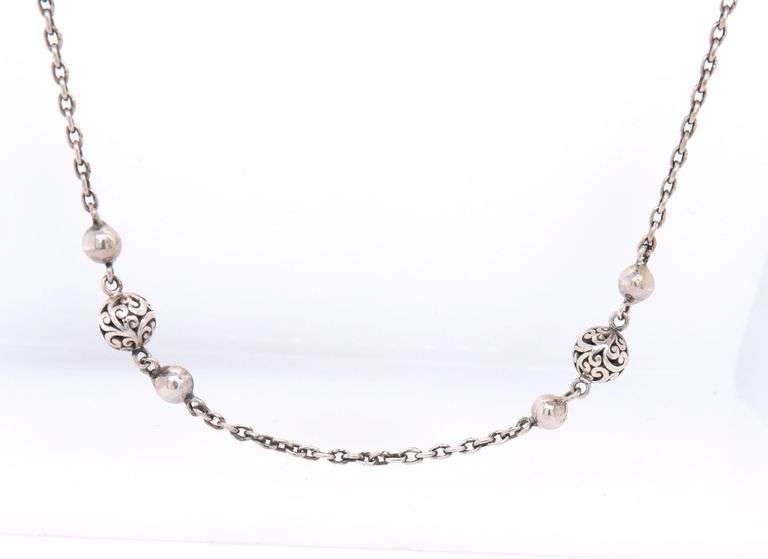 Lois Hill sterling silver ball link long necklace