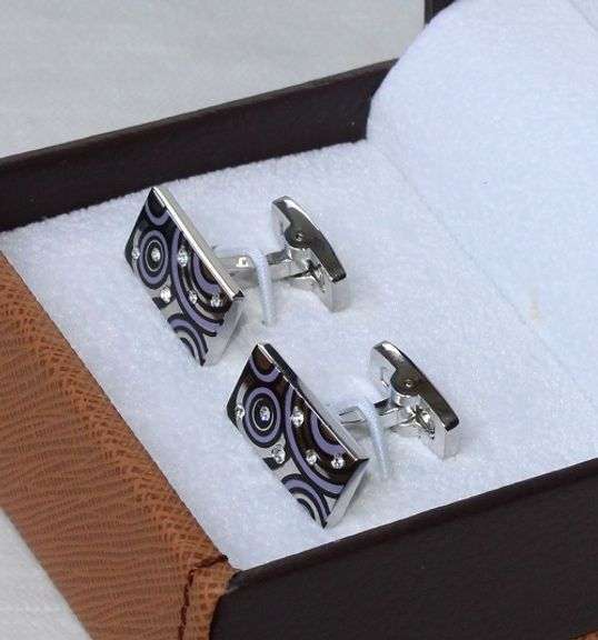 Handsome Pair Jeweled Style Cufflinks By Carelli