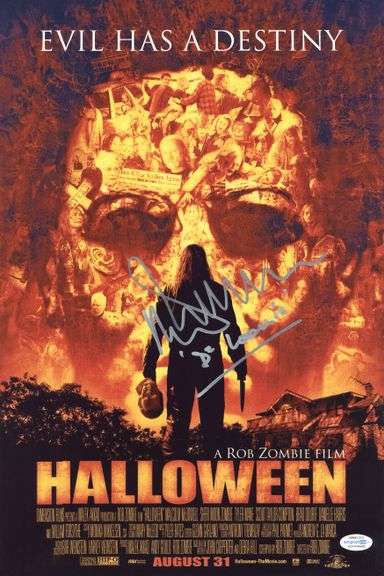 Malcolm McDowell Halloween Autographed w Dr. Loomis Inscription 12x18 Poster Photo ACOA