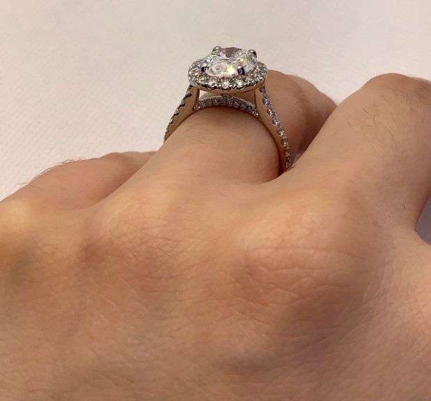 18K White Gold Oval-Cut Lab Diamond Ring with Halo – 4.32 Total Carats