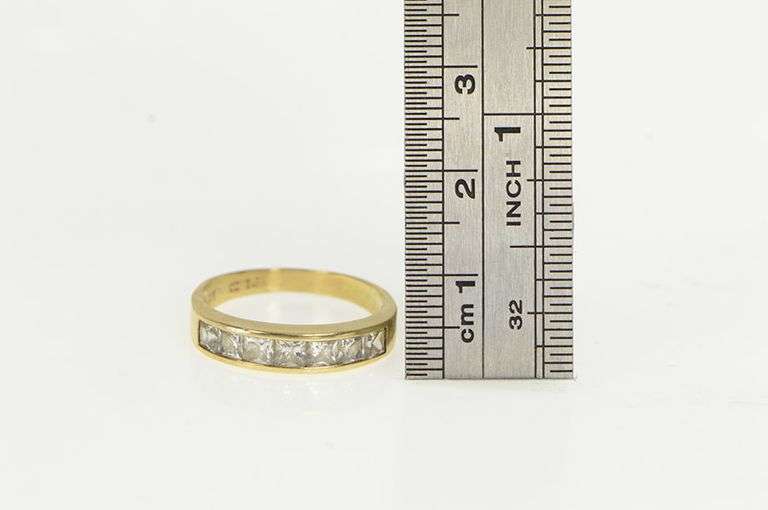 14K Yellow Gold Princess Cubic Zirconia Vintage Band Ring