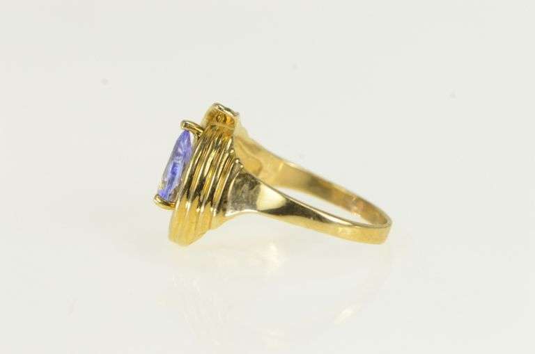 14K Yellow Gold Pear Tanzanite Freeform Statement Ring