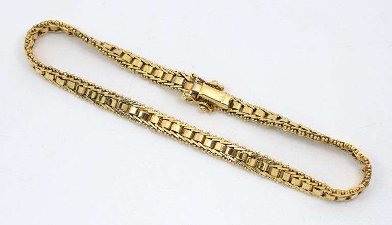 Pretty 14K YG Riccio Link Bracelet