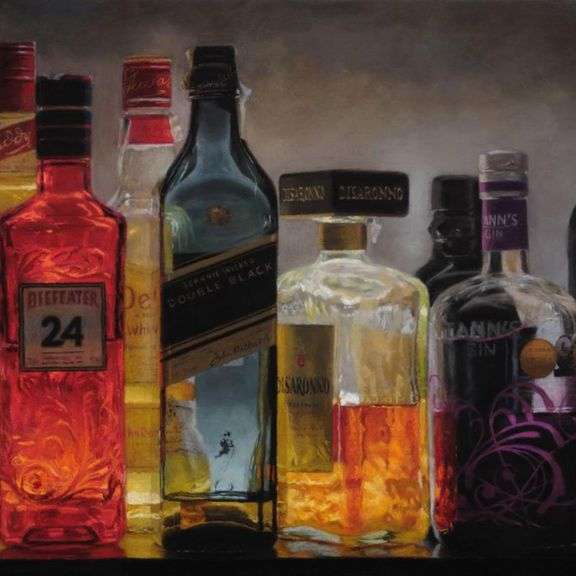 Bottles Illuminating the Night by Romero, Vicente