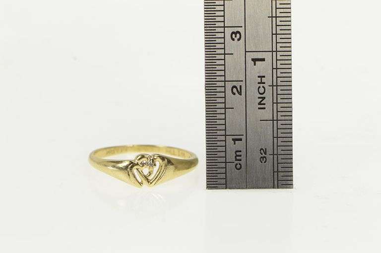10K Yellow Gold Diamond Heart Vintage Love Symbol Ring