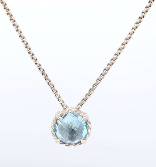 David Yurman Chatelaine Topaz Pendant on Chain Necklace