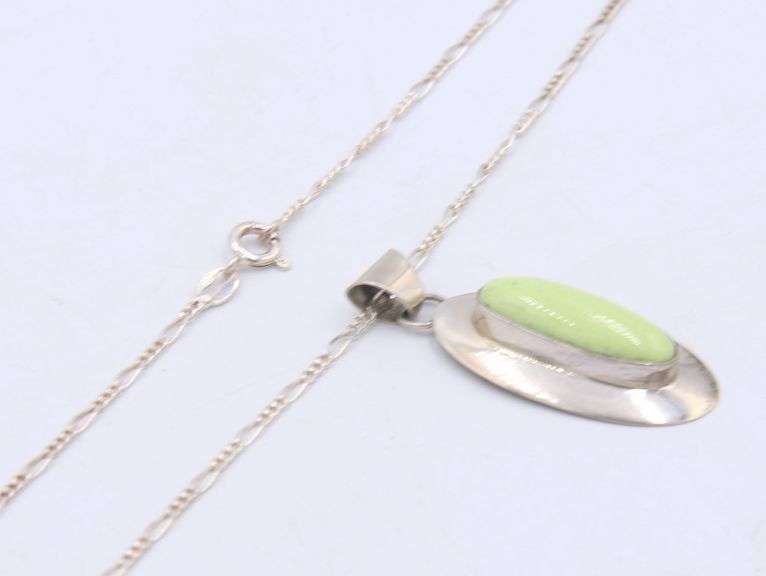 Set of 925 sterling silver gemstone necklace and matching earrings