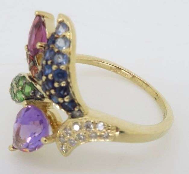 Vintage LeVian Gemstone & Diamond Ring