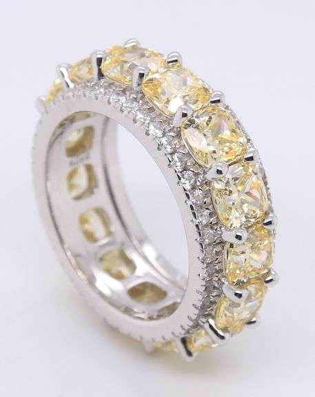 925 	Sterling Silver Yellow Cubic Zirconia Band