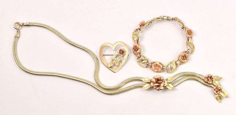Costume Jewelry Rose Flower Set