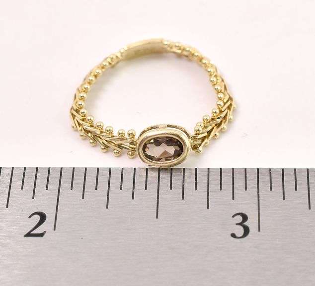Interesting 14K Yellow Gold Flexible Smokey Quartz Ring