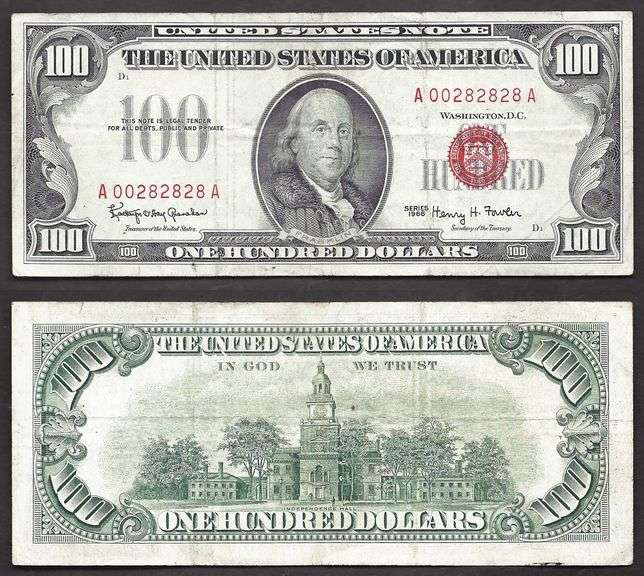 $100 1966 USN==FANCY NUMBER==TWO-DIGIT REPEATER==VERY FINE