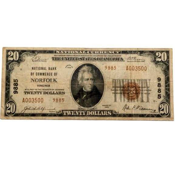 $20 Norfolk VA 1929 National Series Note
