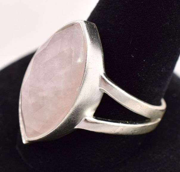 Sterling Silver Rose Quartz and CZ Ring