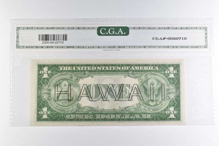 CGAI Choice Unc 64 $1 1935-A US Silver Cert Hawaii Brown Seal FR-2300