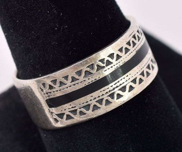 Sterling Silver Men's Black Onyx Inlay Ring