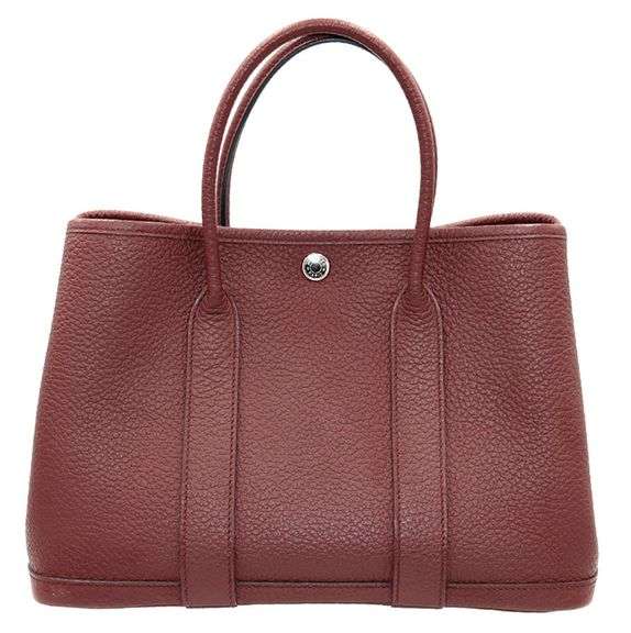 Hermes, Rouge H, Garden Party 30 MM, Top Handle Vanity Bag W/ Care Booklet & Dust Bag