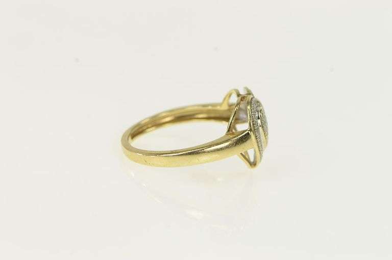 10K Yellow Gold Pave Diamond Heart Love Promise Ring