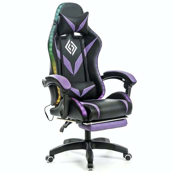 Massage Gaming Chair with RGB LED Lights