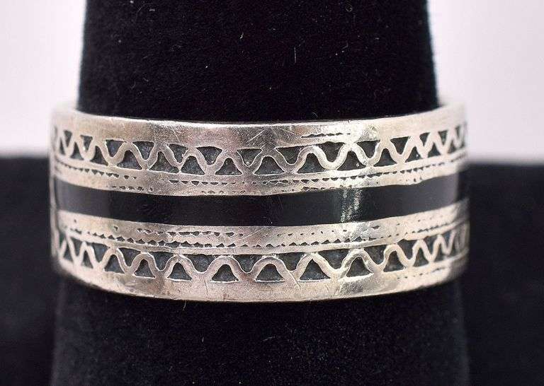 Sterling Silver Men's Black Onyx Inlay Ring