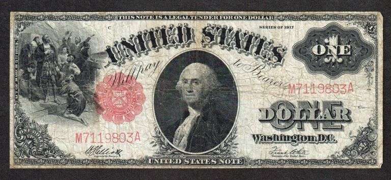 $1 1917 Legal Tender, Fr. 38 Sawhorse Fine- VF