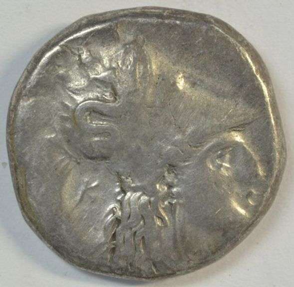 VERY SCARCE HELMETED HEAD OF ATHENA SILVER STATER of LUCANIA (SOUTHERN ITALY) 370-281 BC