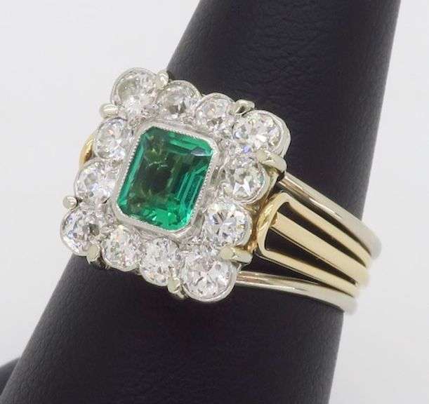 Vintage Emerald & Diamond Cocktail Ring