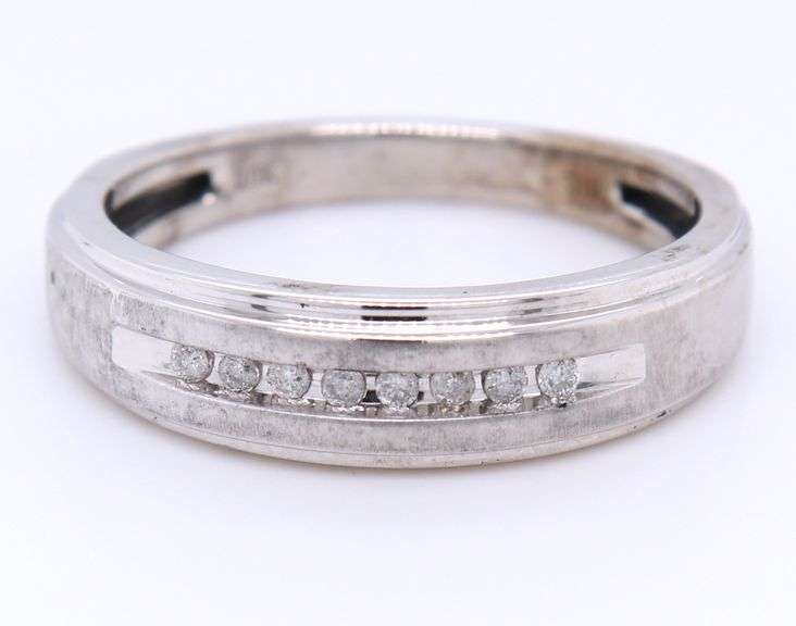 Gent's Channel Set Diamond White Gold Band