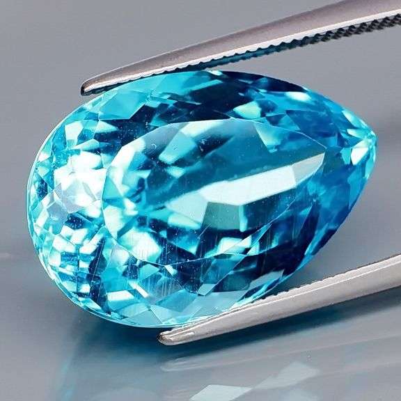 Sparkling 16.11ct pear cut Swiss blue Topaz