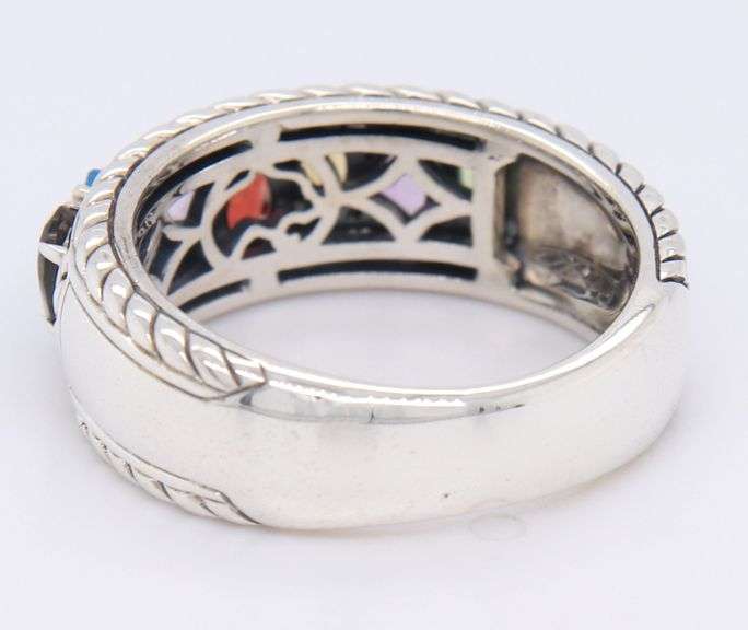 925 Sterling Silver Effy Marquise Multi Gemstone Ring