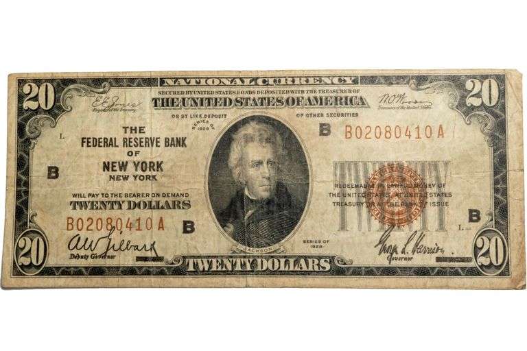$20 New York Series 1929 National Currency Not