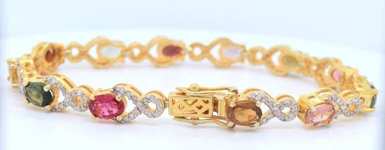 Natural kyanite and tourmaline bracelet
