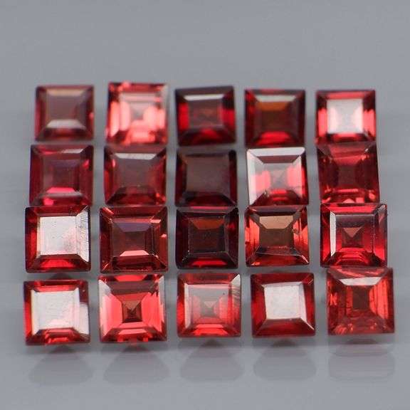 Premium 8.45ct princess cut cherry red Garnet set