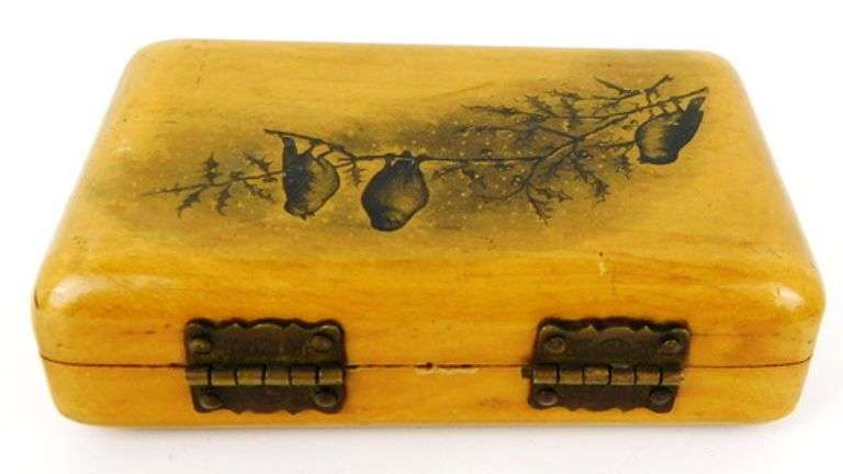 Beautiful Antique Mauchline Ware Christmas Box