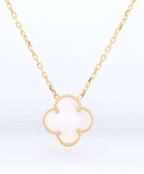 14kt Yellow Gold Mother of Pearl Clover Pendant on Chain