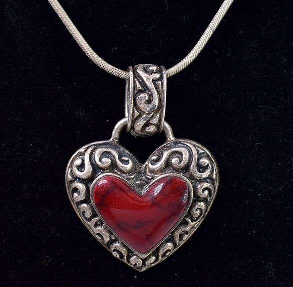 Sterling Silver Red Jasper Pendant Necklace