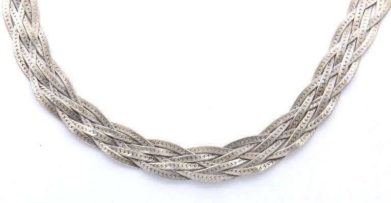 Italian Vintage 925 Sterling Silver Braided Necklace